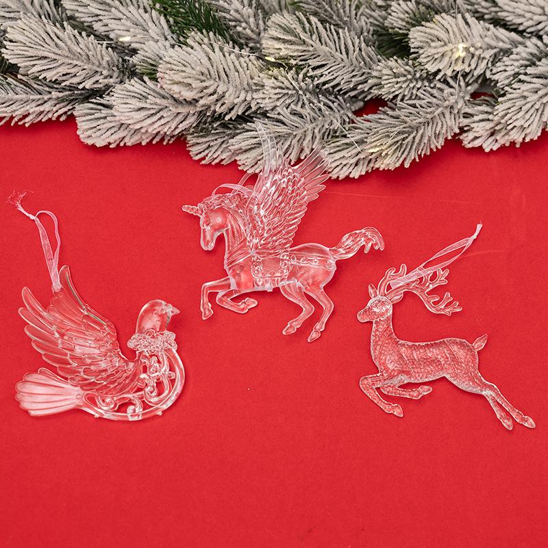 1/3PC Christmas Tree Decoration Items Elk Transparent Acrylic Tree Hanging Christmas Deer Xmas Tree Christmas Decor Home Party