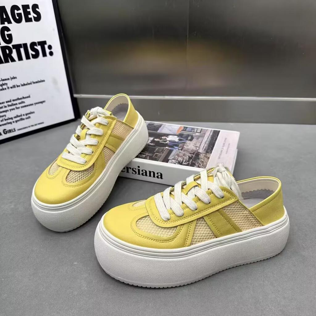 Niche design two wear thick-soled little white shoes women's 2025 summer new versatile breathable trend heightening casual board shoes