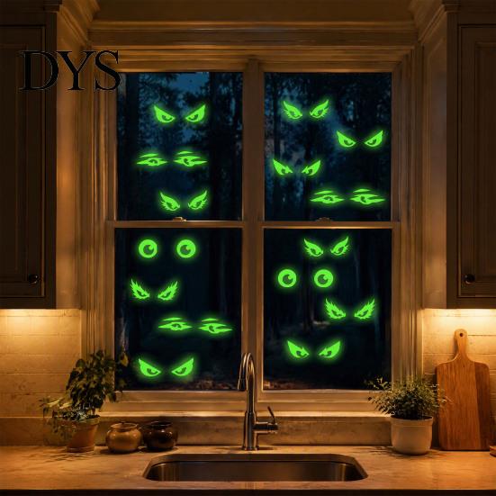 Indoor And Outdoor Party Supplies Luminous Cat Eye Window Sticker, Glow in The Dark Peeping Eyes Waterproof PVC Murals Decal, Creative Wall