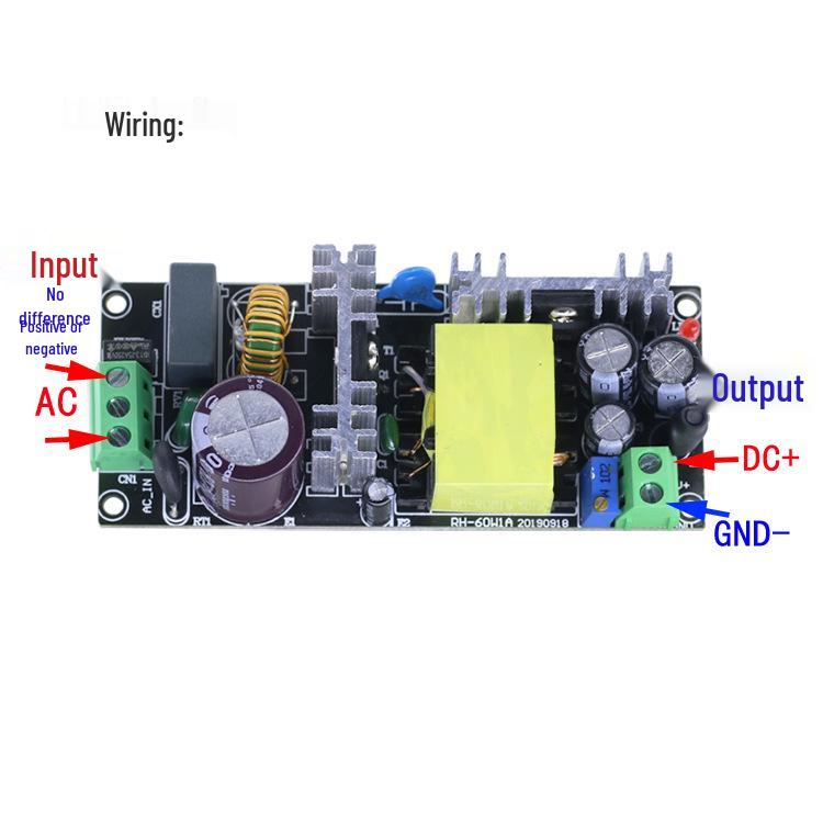 12V 5A Adjustable DC Power Supply, 18V/24V/36V, 60W Smart Switching Single-Channel Board