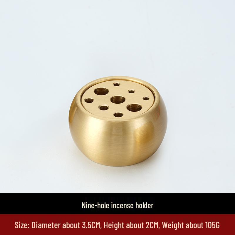 Nine-Hole Zen Brass Incense Holder - Ash-Free & Multi-Hole Mini Burner