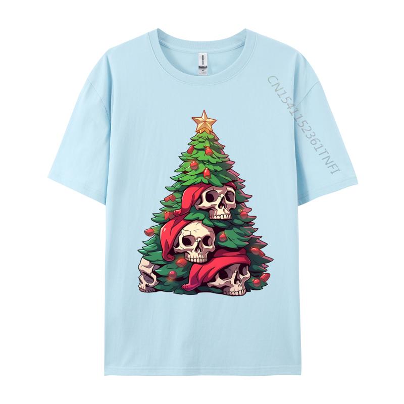 Matching Family Christmas Tree Skeleton Skulls Santa Hat TShirts Cotton Unisex TShirts Printed Autumn TShirt