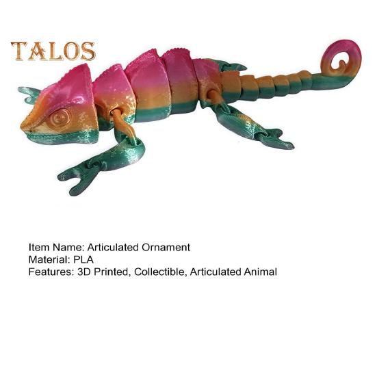 3D Printed Lizard Articulated Chameleon Ornament Desktop Decoration Flexible Animal Figurine Lizard Fidget Toy for Kids Adults Stress Relief