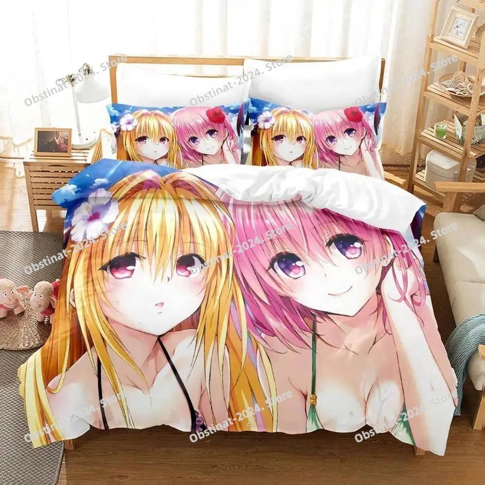 Anime Yami To LOVE Ru Bettwäscheset Bettbezug Bettset Steppdecke Kissenbezug Bettdecke King Queen Größe Jungen Erwachsene Heimtextilien
