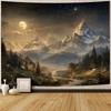 Moonlit Snowy Mountain Forest Digital Printing Polyester Wall Hanging Tapestry Decorative Living Room Bedrooms Background Gift