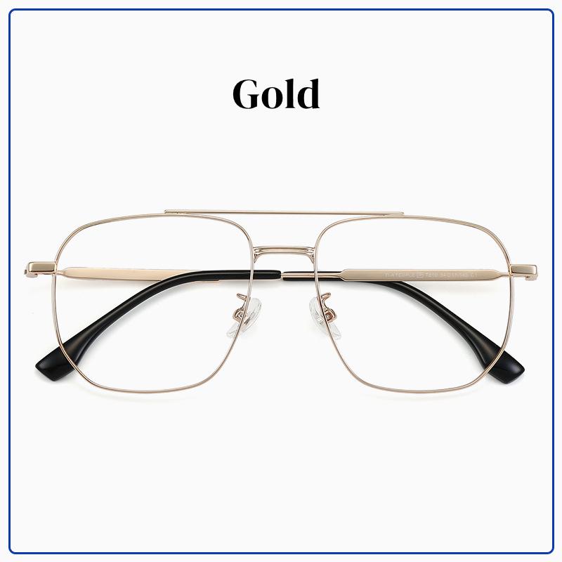 

New Customize the Degree Eyeglass Double Beam Oversize Spectacle Frame Anti Blue Ray Photochromic Prescription Hyperopia Glasses Single Version&1.56&Anti Blue Ray золотой