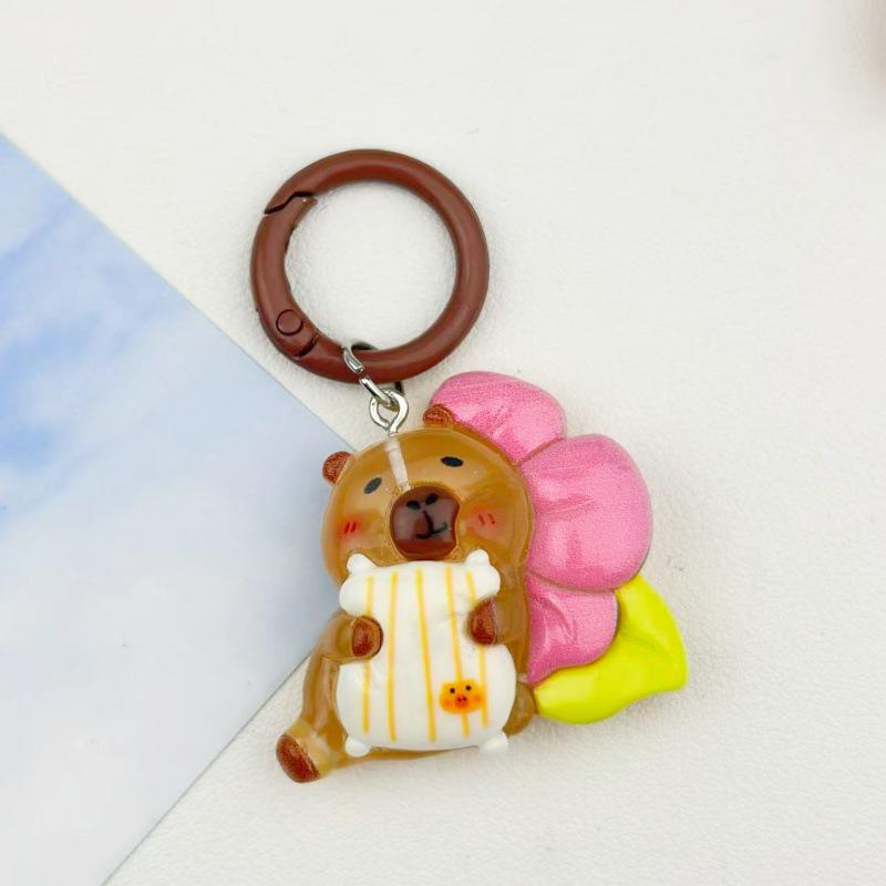 Glow-in-the-Dark Capybara Resin Keychain for Backpacks