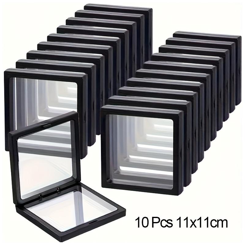 10Pcs Floating Display Case Jewelry Storage Box Holder Stands Transparent Frame Gift Box Dustproof Stackable Coin Medals