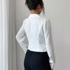 Casual Layering Shirt for Women - Side Slit Striped Printedd Slim Fit Long Sleeve Lapel Shirt