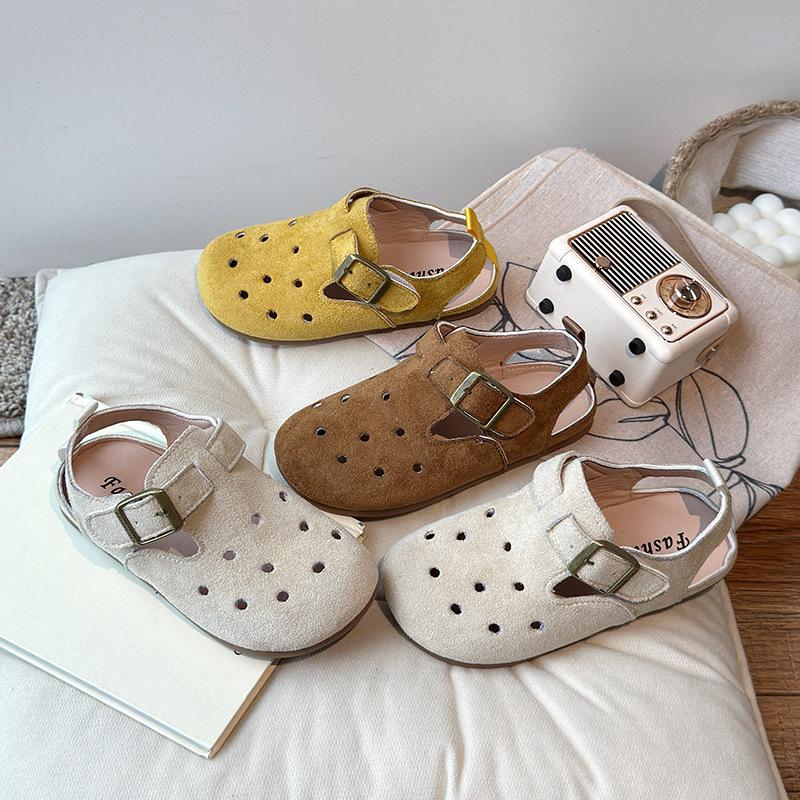 Comfort Summer Hollow-out Ventilated Shoes Child Versatile Suede Kids Sandals Anti-slippery Lightweith Boy Girl Footwear