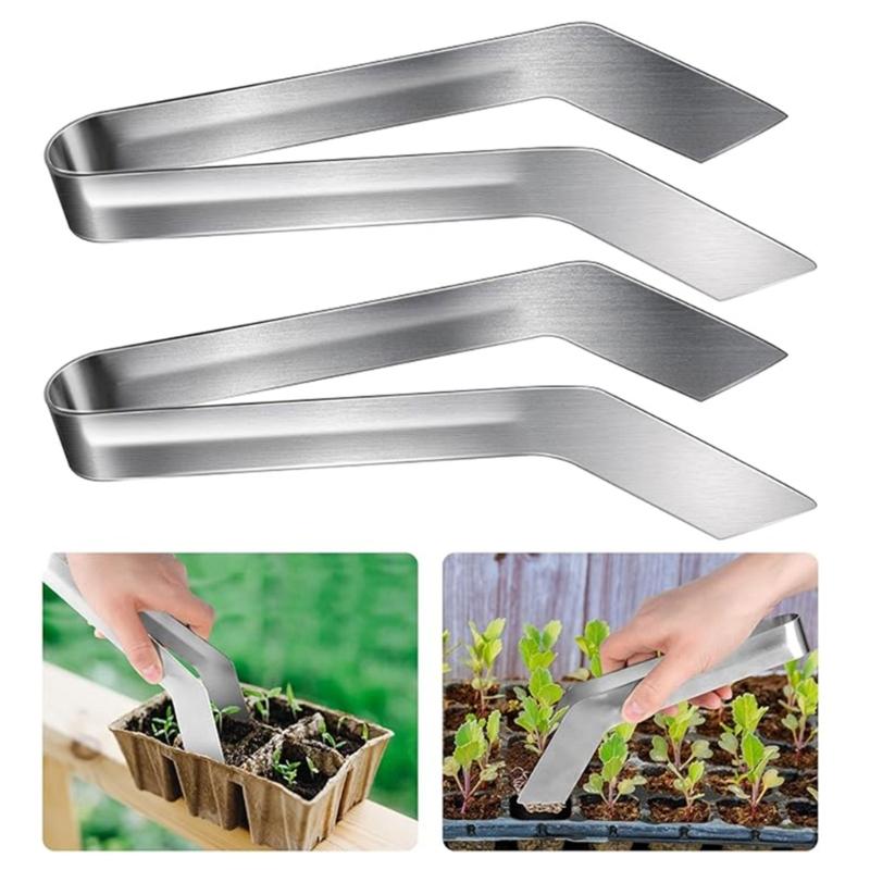 2pcs Seedling Transplants Tongs Stainless Steel Plant Transplants Pliers Garden Seedling Remove Reducing Root Damage