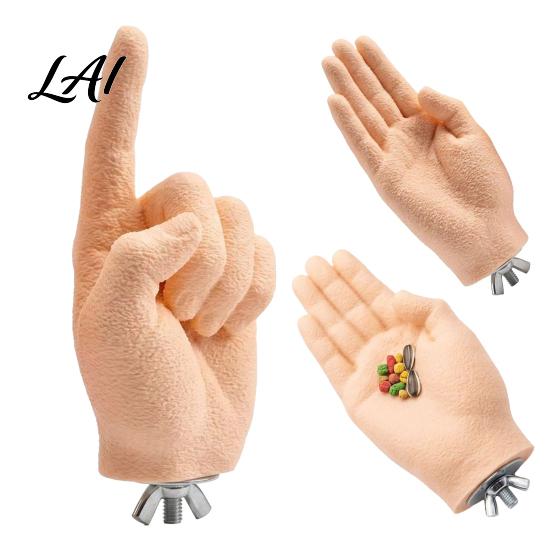 Parrot Training Aid Fake Hand Perch Simulated Human Bird Taming Toy Equipment with Grinding Surface Safe Anti‑Bite Desensitization Stand for Small