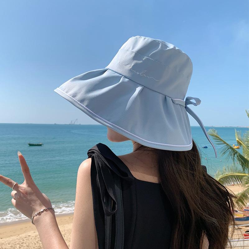 New hat summer women summer vinyl visor sunscreen face bucket hat anti purple line sun hat