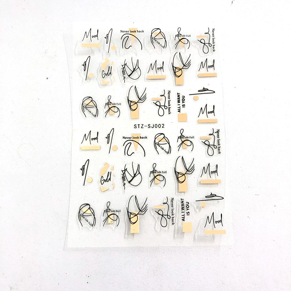 Linie abstractă Autocolante de unghii DIY pentru femei Fete Decoratiuni de artă pentru unghii Rose Gold Spring Slidere 3D pentru manichiură Autocolante