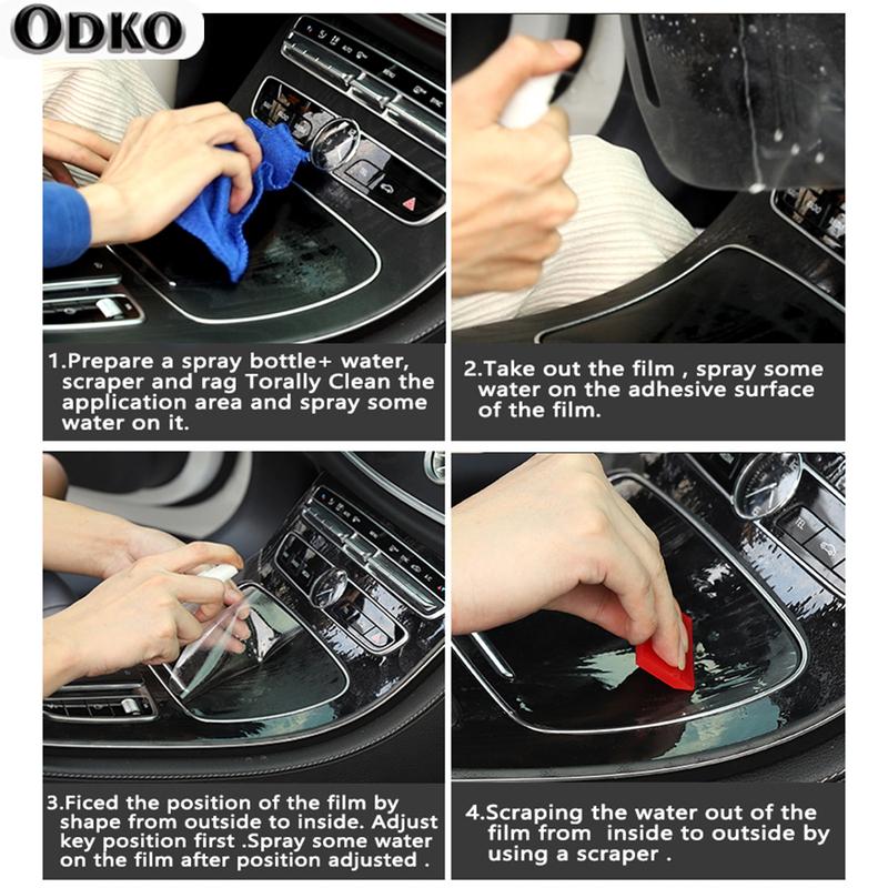For Mercedes Benz E Class W213 E200/260/300/320 2016- Car Accessories Center Console TPU Transparent Membrane Protector Film