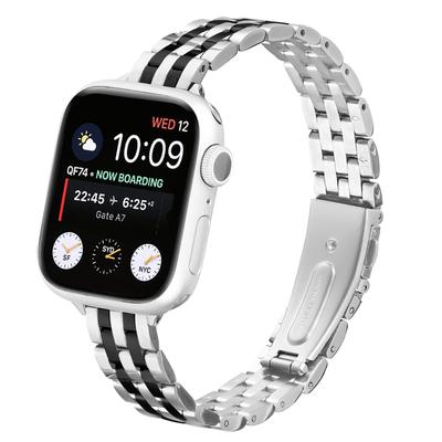 Watch Band For Apple Watch Series 11 10 42mm/9 8 7 41mm/SE3 SE2 SE 6 5 4 40mm/3 2 1 38mm Slim Five-Bead Stainless Steel Strap