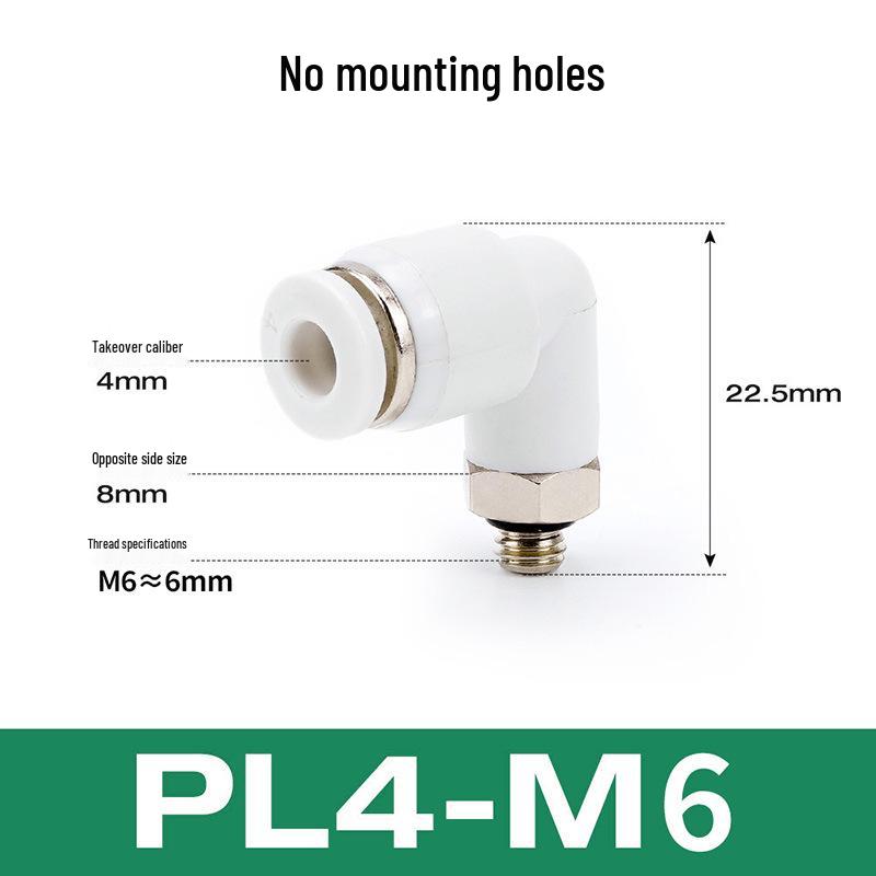 Premium White Male Thread Elbow PL8-02 Pneumatic Connector, 4-M5/6-01/10-03/12-04 Air Tube