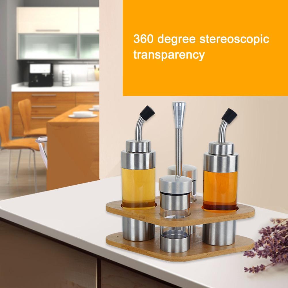 4-Pack 304 Stainless Steel Seasoning Containers Condiment Pots Olive Oil /Salt/Pepper