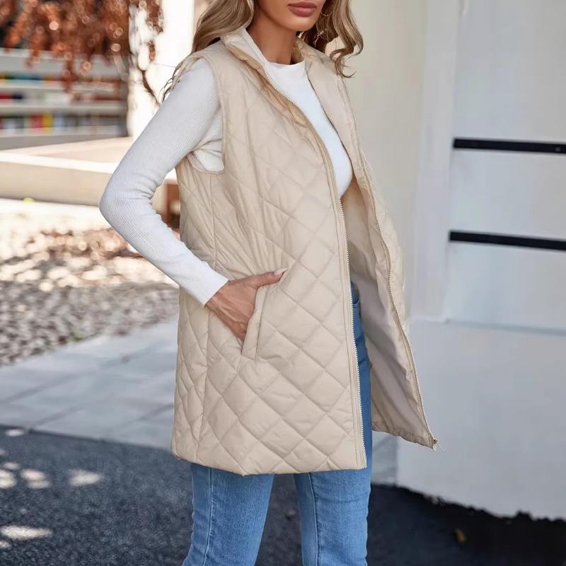 Women S Solid Color Hooded Vest With Zipper Pockets Winter Warm