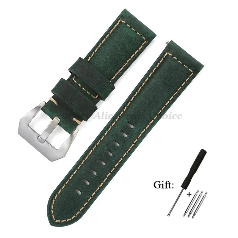 Genuine Leather Watch Band for Panerai High Quality Cowhide Crazy Horse Strap Men Sport Bracelet Watchband 20mm 22mm 24mm 26mm