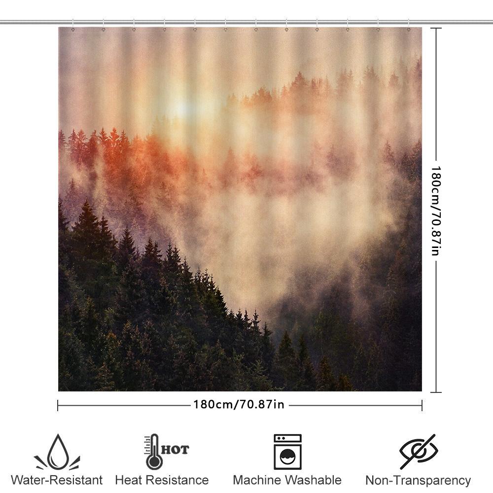 Forest Landscape Shower Curtain Nature Trees Backdrop Scenic Bathroom Decor Woodland Theme Home Decor Artistic Shower Curtain