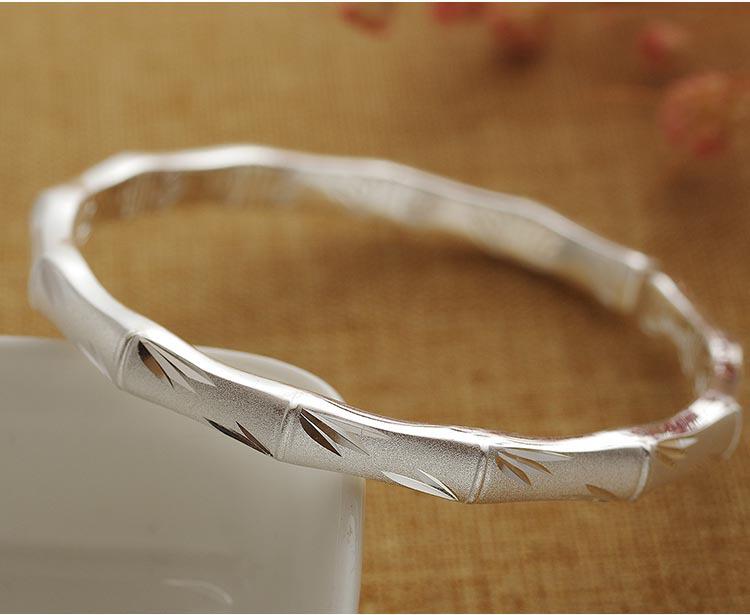 Offener Armreif aus Sterlingsilber mit Bambusgelenken für Damen - Mattierter Stil 9999 Feinsilber Elegantes Armband Brass Matte Bamboo Bangle [Thick Electroplated] brown