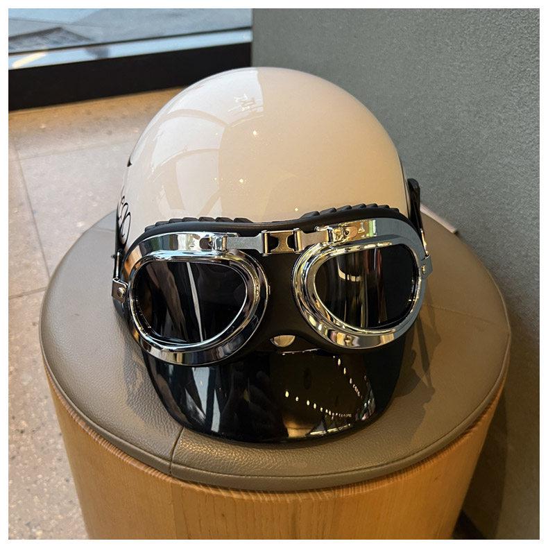 Retro 3C Certified Half Motorcycle Helmet for Men & Women - Summer Sun Protection Skull Cap
