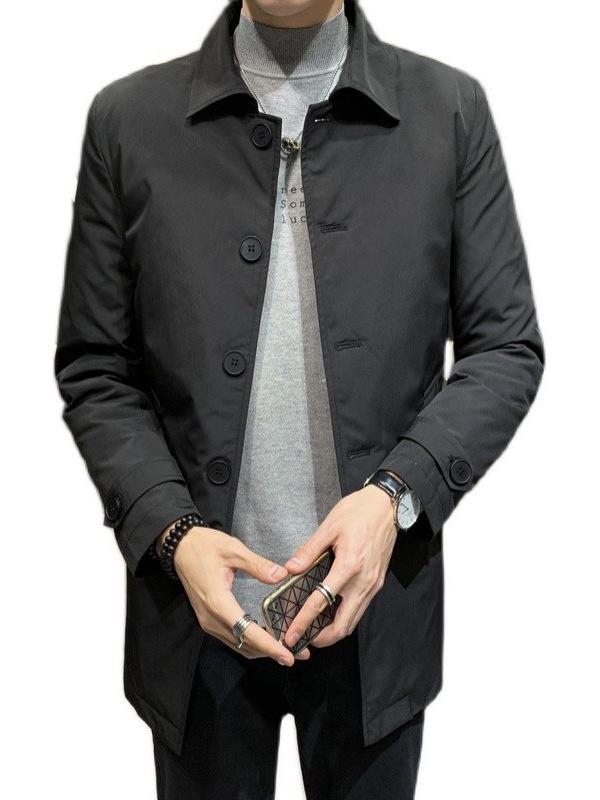 2025 European Men's Lapel Mid-Length Down Jacket - High-Quality Business Casual Warm Outerwear