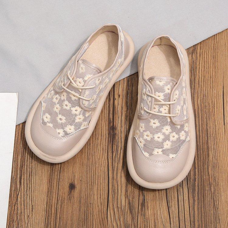 Fashion Hot Selling 2025 New Spring Single Shoes Women's Net Yarn British Style Small Leather Shoes Trifle Soft Sole Set Foot Sandals