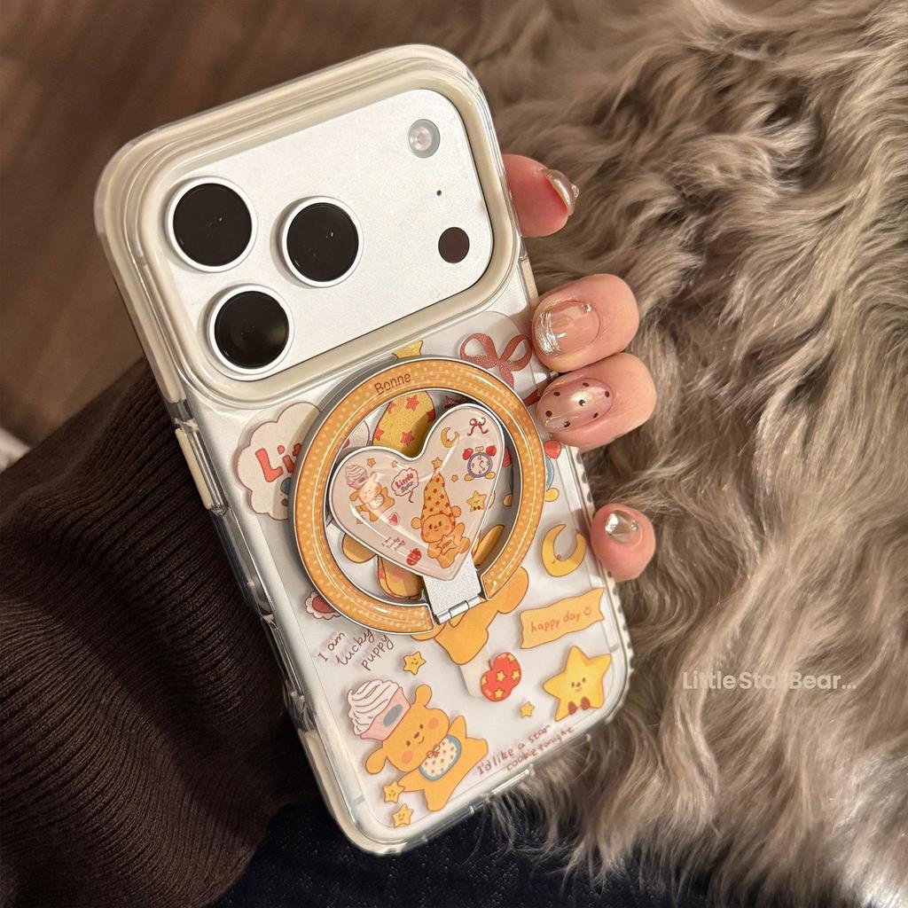 Cute Puppy Magnetic Heart-Shaped Phone Case for iPhone 16, iPhone 17, and iPhone 17 Pro Max