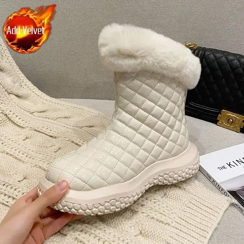 On Slip Winter Knee High Shaft Long Ladies Shoes Plus Warm Women's Snow Boots Boot Sale Pu Spring 2024 Furry Trend Work Anti Hot