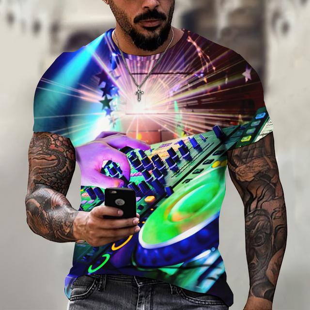 

Для мужчин Футболка Топы с короткими рукавами DJ Singer Графические рубашки Футболки Модельерская одежда с круглым вырезом Мужская одежда в стиле хип-хоп Летние топы XL