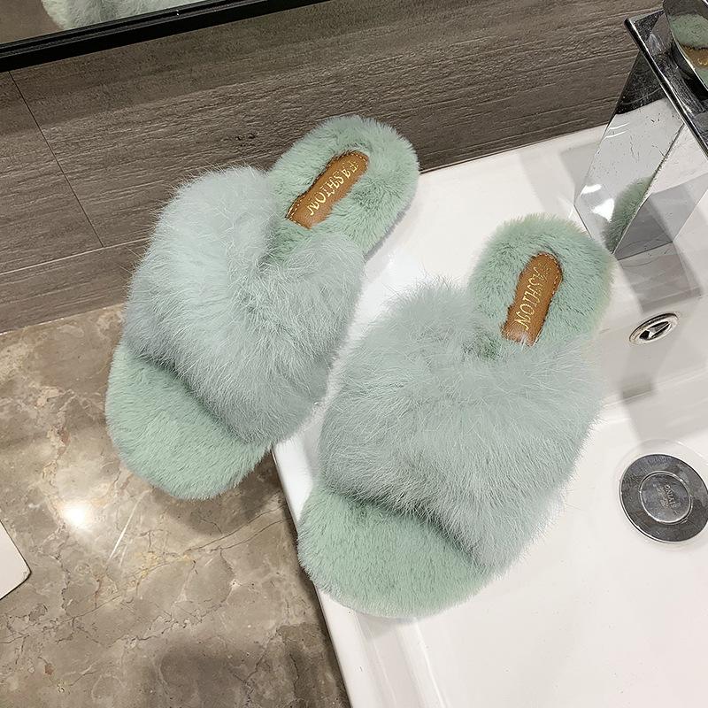 

2025 новые тапочки Мао Мао женские перекрестные уличные домашние теплые хлопковые тапочки на плоской подошве универсальные хлопковые тапочки 40 зелёный