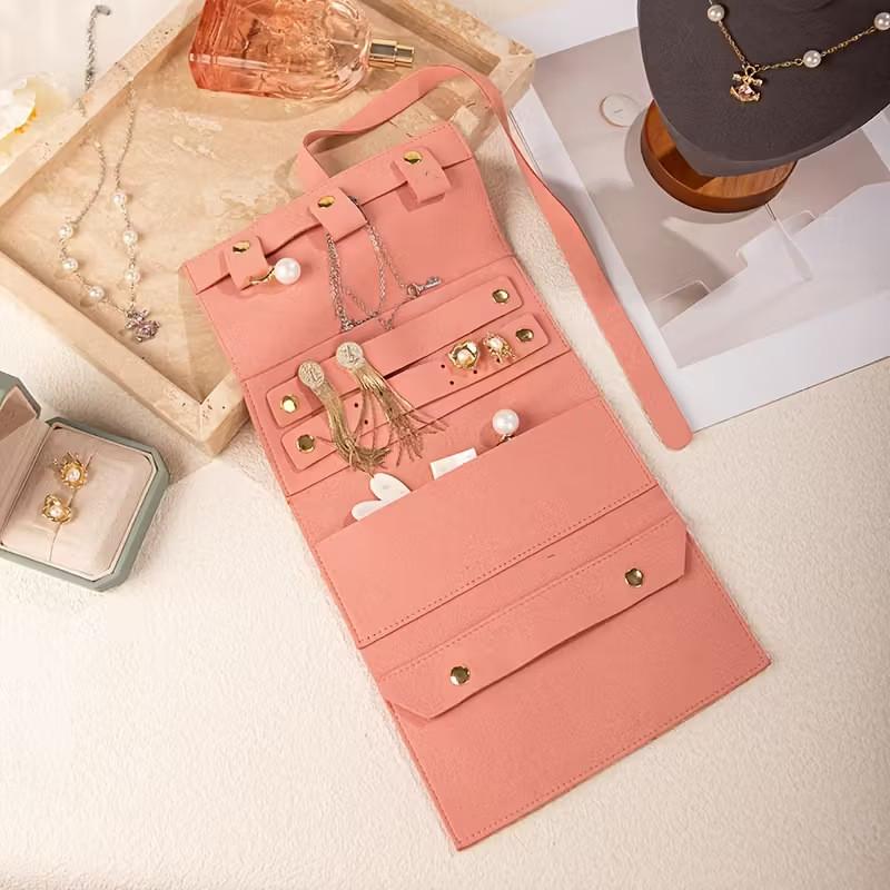 Modern Simple Leather Jewelry Pouch With Soft Design For Travel And Gift Use