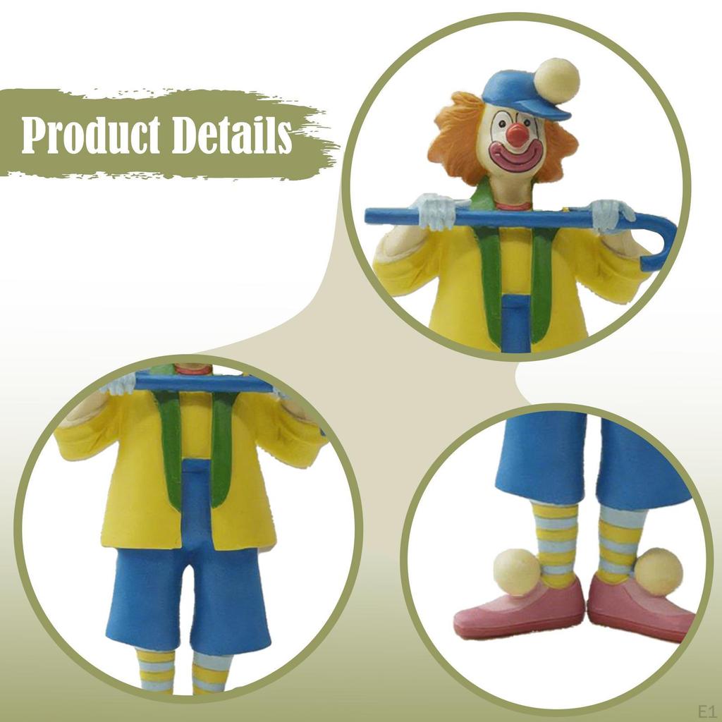 Clown Statue Desktop Ornament Resin Art Crafts Decorative Figurine Figure Sculpture for Fireplace