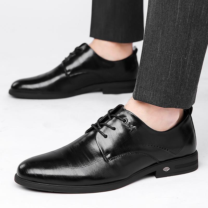 Fashion Designer Leather Platform Business Dress Shoes for Men Fashion Soft-soled Casual Spring Autumn Men's Point-toe Wedding Shoes Men