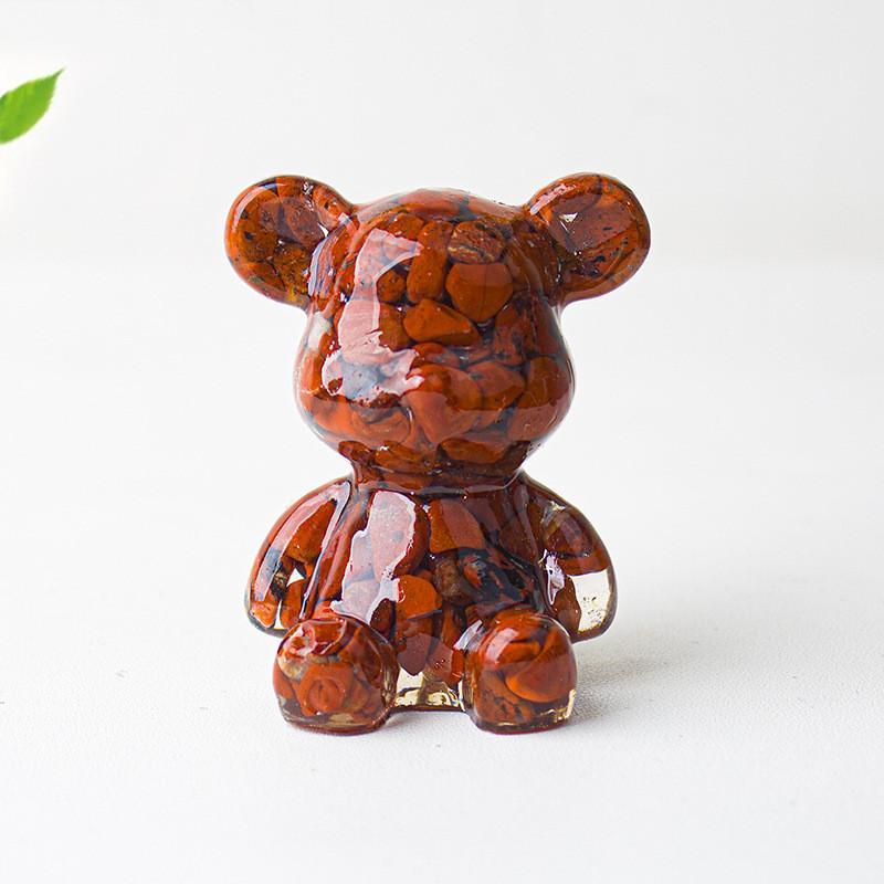 Crystal Resin Bear Sitting Figurine For Home Office Decor Gift For Friends
