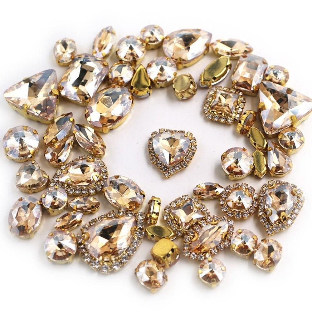 50pcs Set Shining Multicolor Water Drop Rhinestone DIY Craft Mixed Claw Drill Buckle Crystal Buckle Wedding Dresses