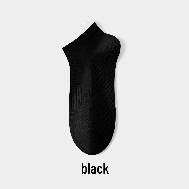 Men's Summer Breathable Cotton Socks - Solid Color, Antibacterial, Odor-Resistant, Thin Casual Sports Boat Socks