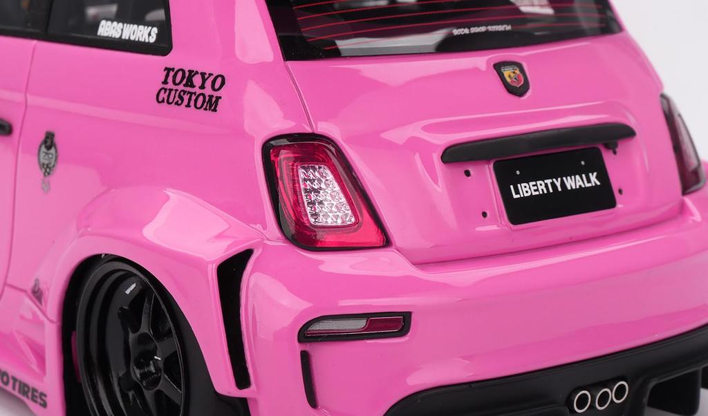 TOP SPEED Scale Abarth 595 X Abarth Works Pink Finished Model TS0607 1/18 LB-WORKS