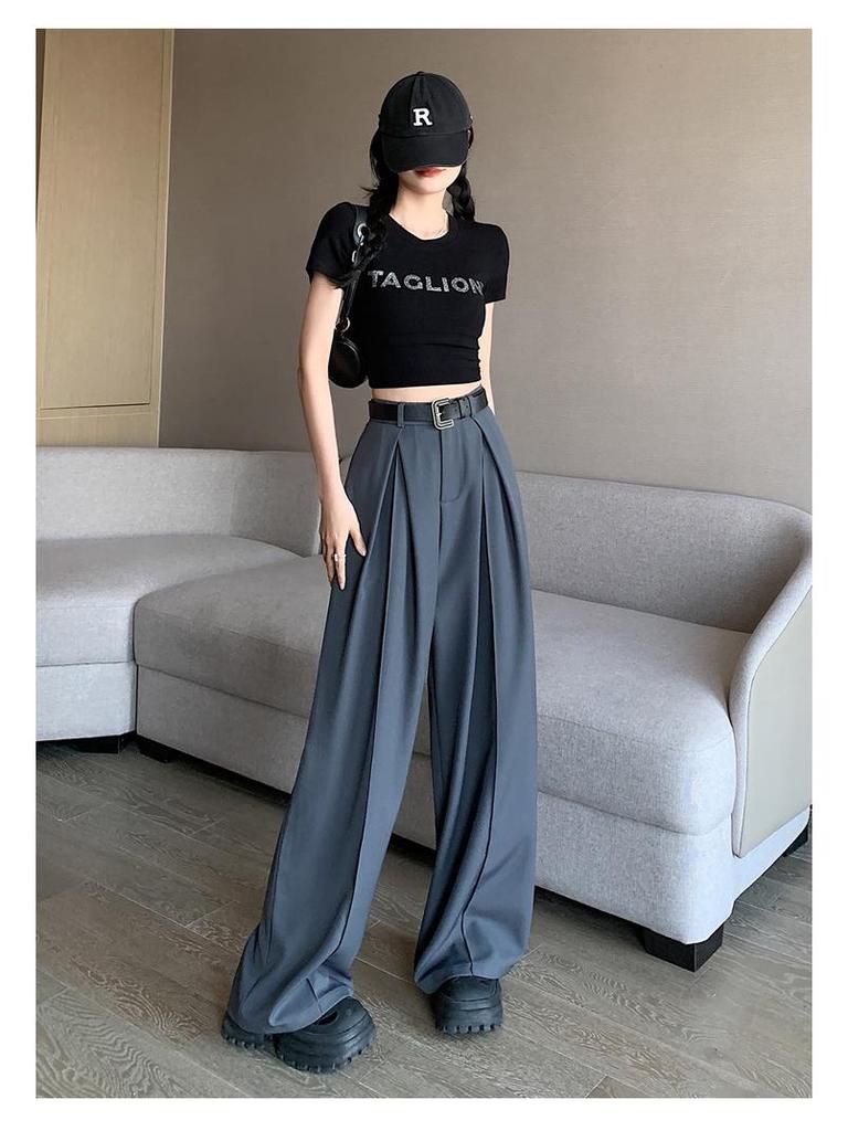 Spring High-Waisted Wide-Leg Loose Fit Pants