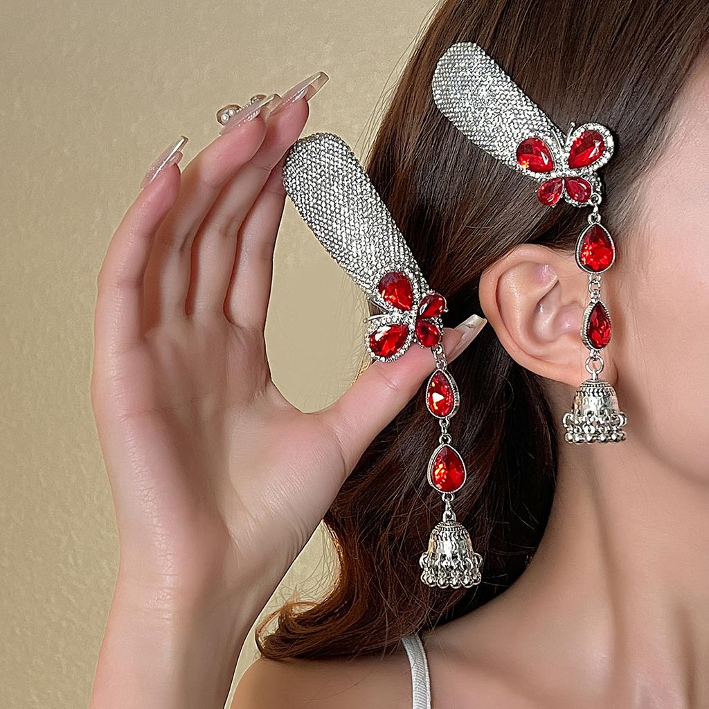 Diamond-Encrusted Long Bell Fringed Hairpin, Ethnic Bohemian Light Luxury High-End Hair Accessories For Women