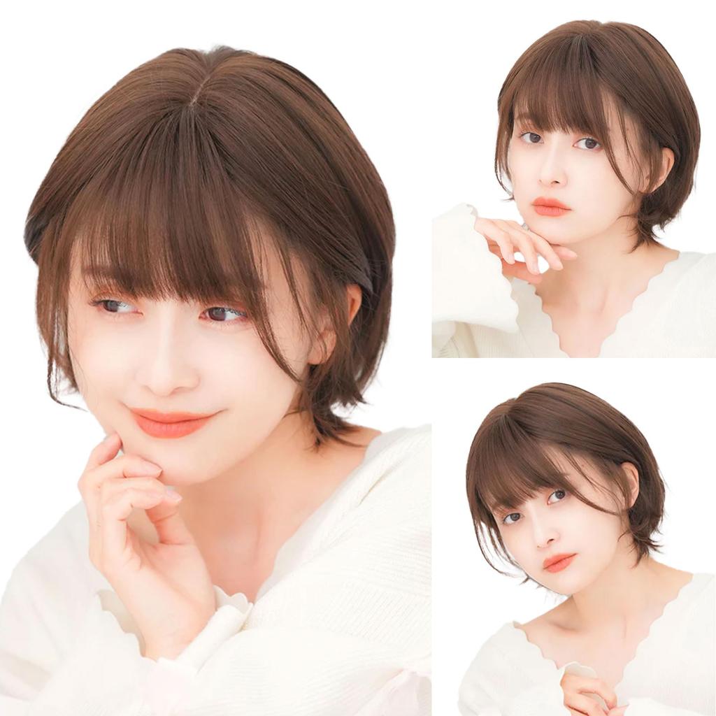 Certified Linea Storia Medical Full Latte Short Top Natural Mixed Diamond Easy To Put Heat Chocolate M.wig Wig, Angel's Plus, Antibacterial,