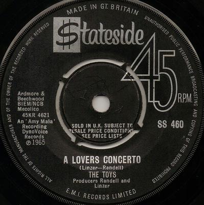 7inch Record TOYS - A Lovers Concerto SS460 Stateside 1965 UK Soul/Funk Used