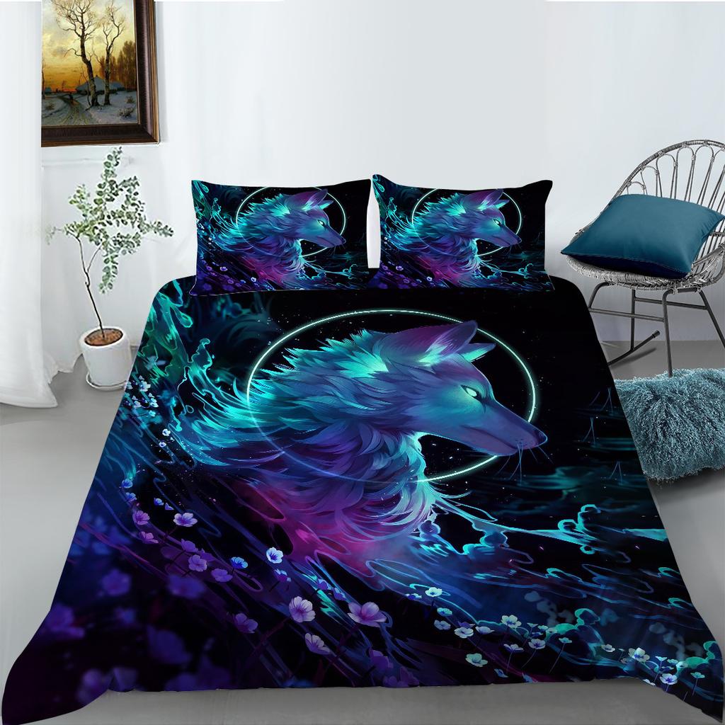 Wolf Series Digital Printed Duvet Cover Pillowcase Two-Three-Piece Polyester Fashion