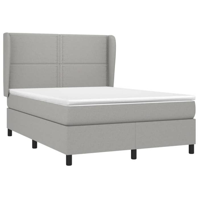 3127885 vidaXL Lit à sommier tapissier avec matelas Gris clair 140x200cm Tissu