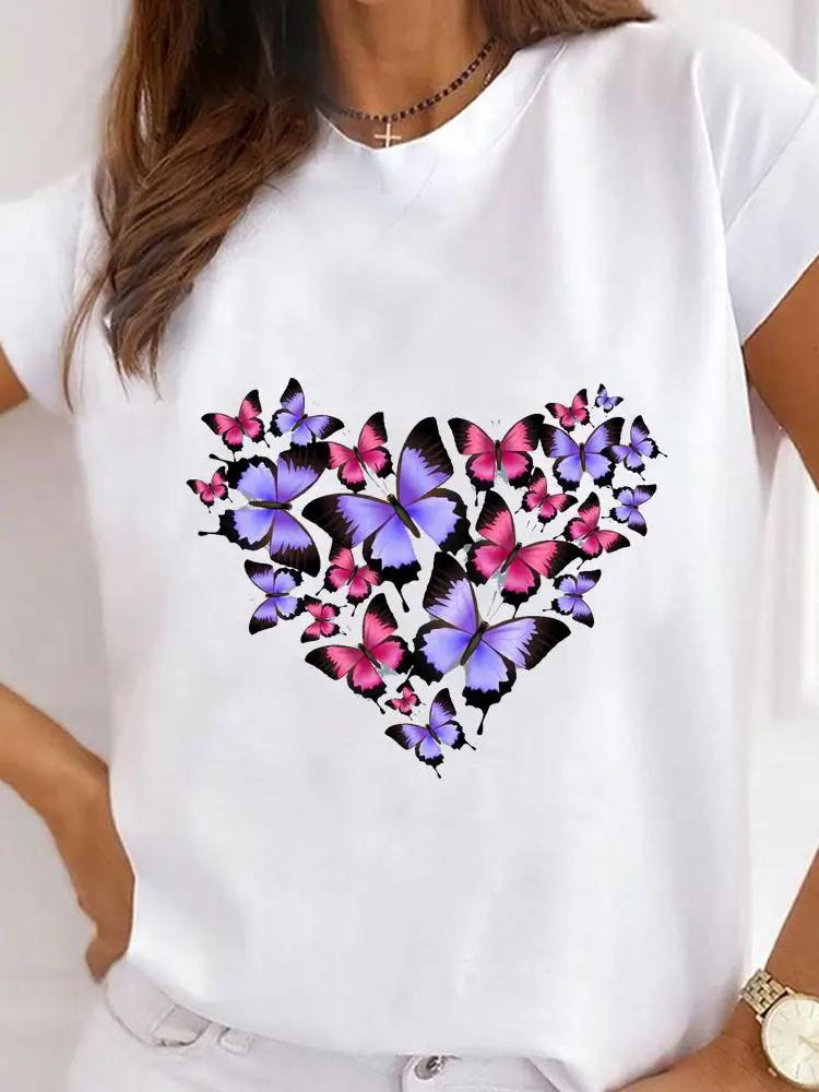 

Plus Size Short Sleeve Graphic Tee Butterfly 90s Cute Style Lovely Clothes Summer Ladies Print T Fashion Women s Female Clothing Unisex 4XL