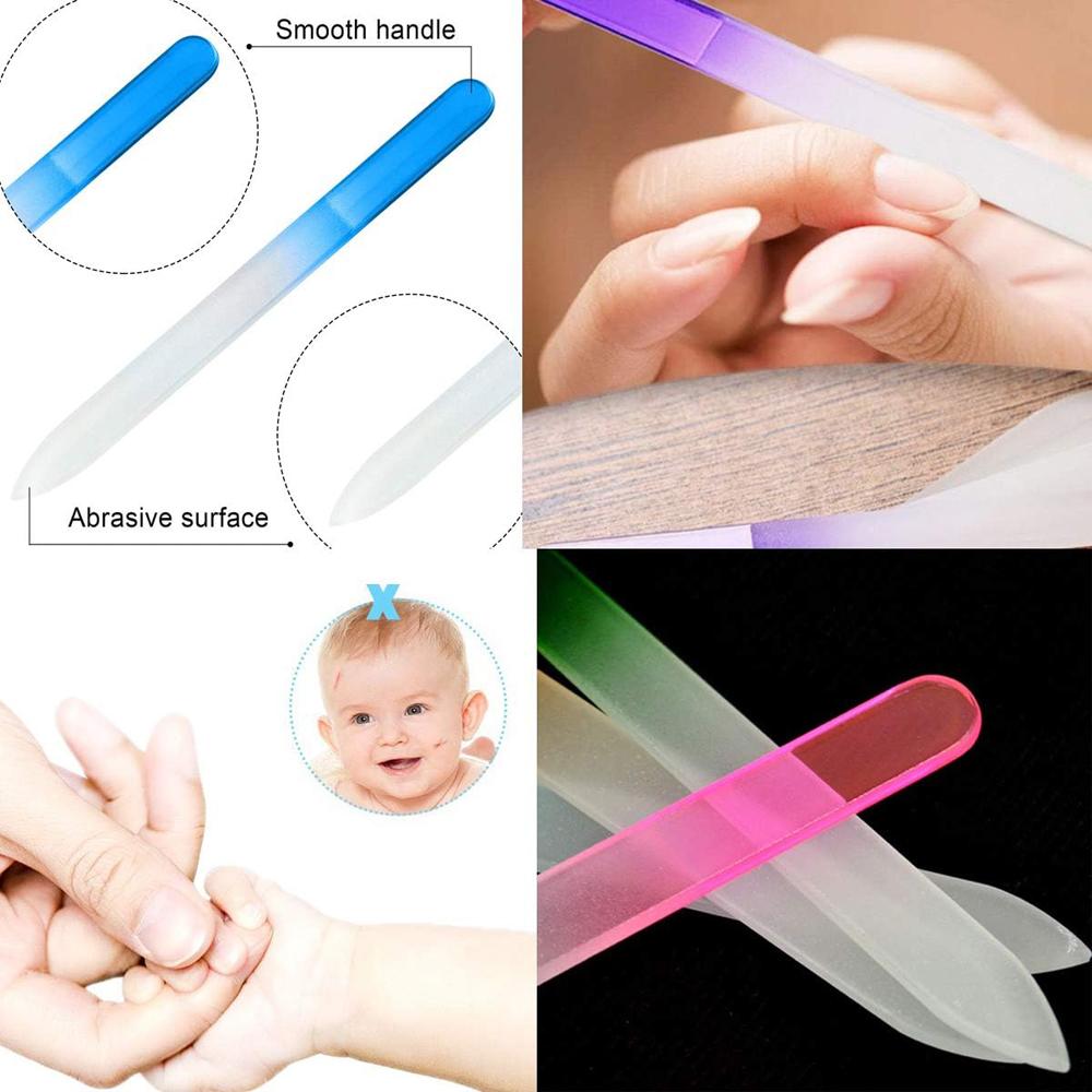 5Pcs Professional Gradient Glass Nail Files Strip Double-Sided Sanding Buffer Grinding Polishing Nailfile Manicure Tools