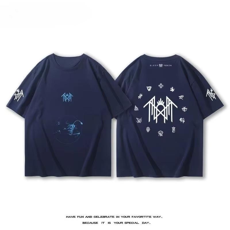 

Британская группа Sleep Token 2025 Новая футболка с коротким рукавом Унисекс Летняя Альтернативный рок После металла Хлопковый принт Рукав до локтя 3XL