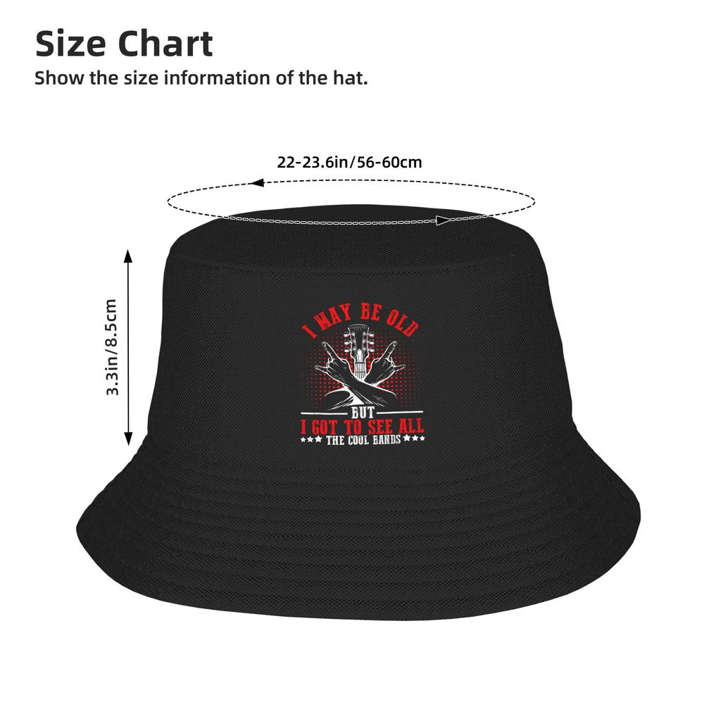 Unisex I May Be Old But I Got To See All The Cool Bands Bucket Hat Foldable Fisherman Hats Summer Korean Fishing Caps Outdoor